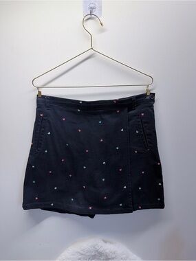 30” Waist Vintage Navy Mini Skort with Multicolor Butterfly Detail 🦋